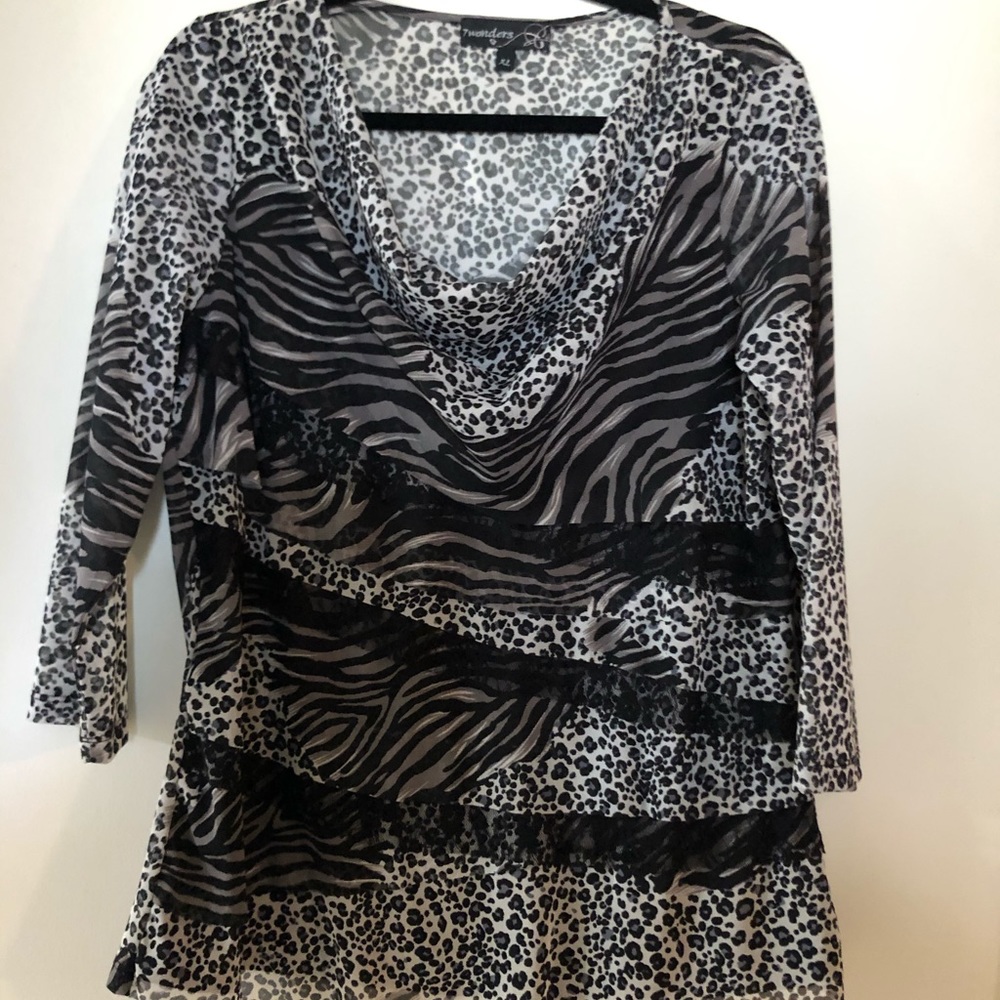 Leopard print cowl neck top